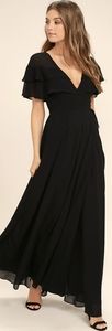 Lulus-Wonderful Day Black Wrap Maxi Dress